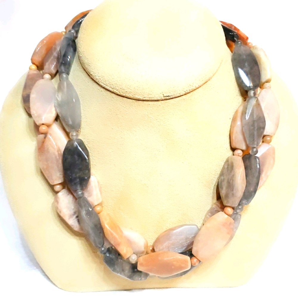 Jay King 925 Chunky Pink & Gray Stone Necklace